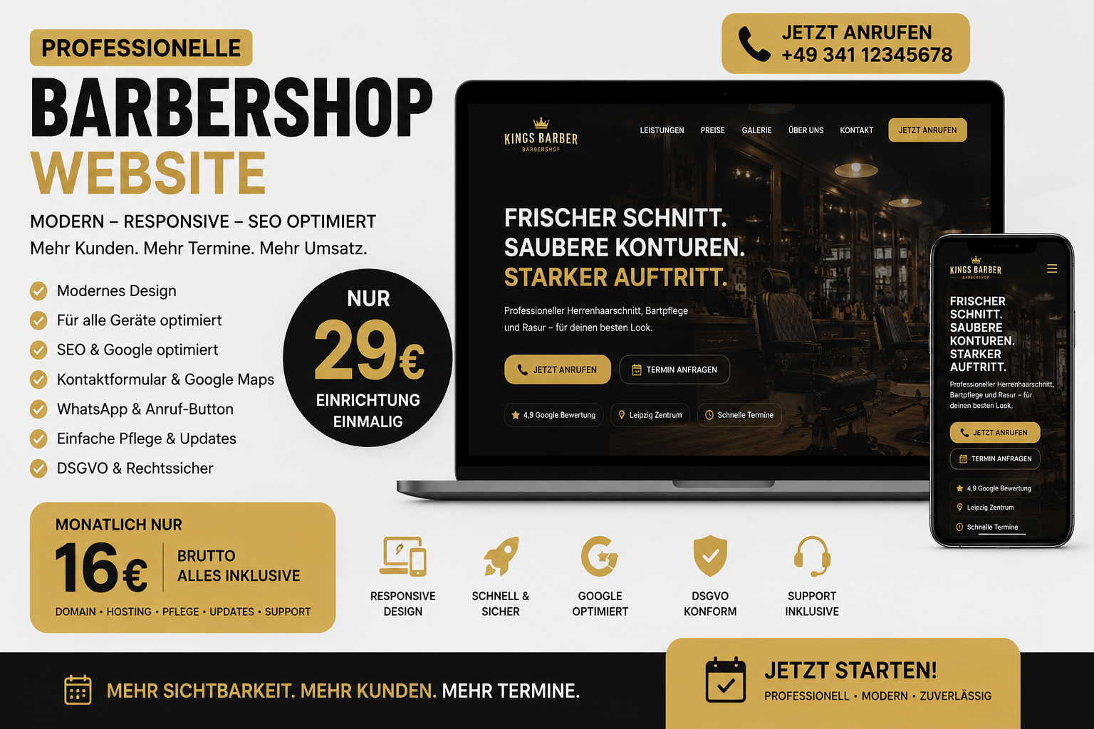 Demo Barbershop Webseite